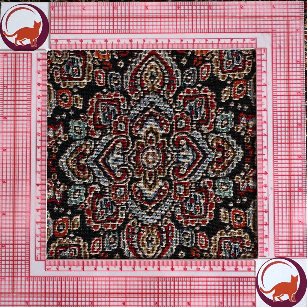 Gobelin Dekostoff Teppichlook Muster bunt schwarz